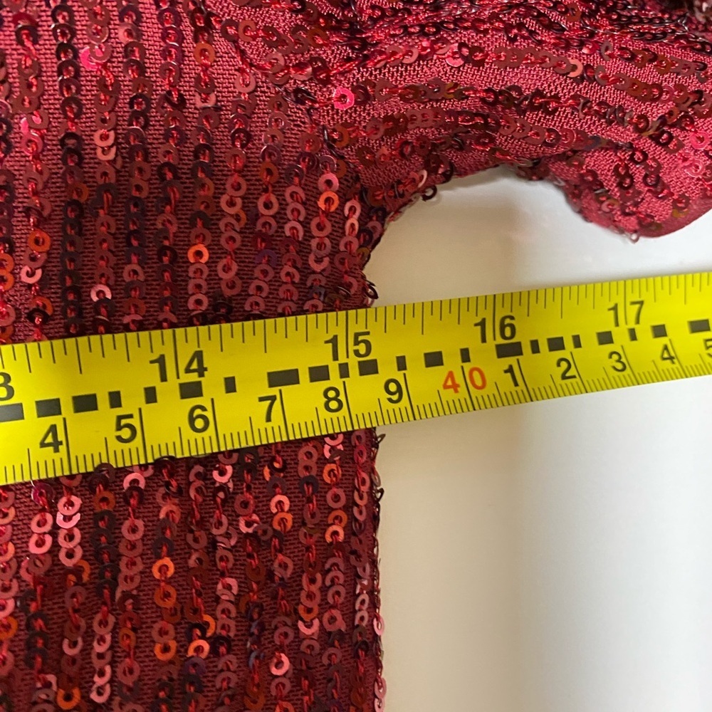 Vince Camuto Sequin Dress Women’s SZ S Deep Red Short Sleeve Party Cocktail - Picture 6 of 7